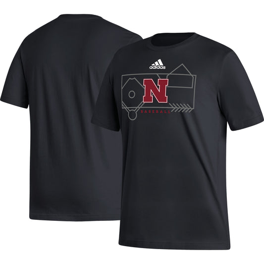 Men's adidas Black Nebraska Huskers Locker Lines Baseball Fresh T-Shirt