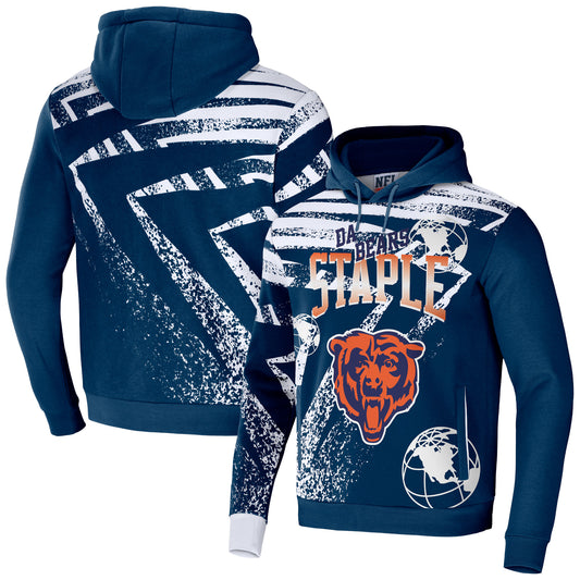 Men's NFL x Staple Navy Chicago Bears All Over Print Pullover Hoodie