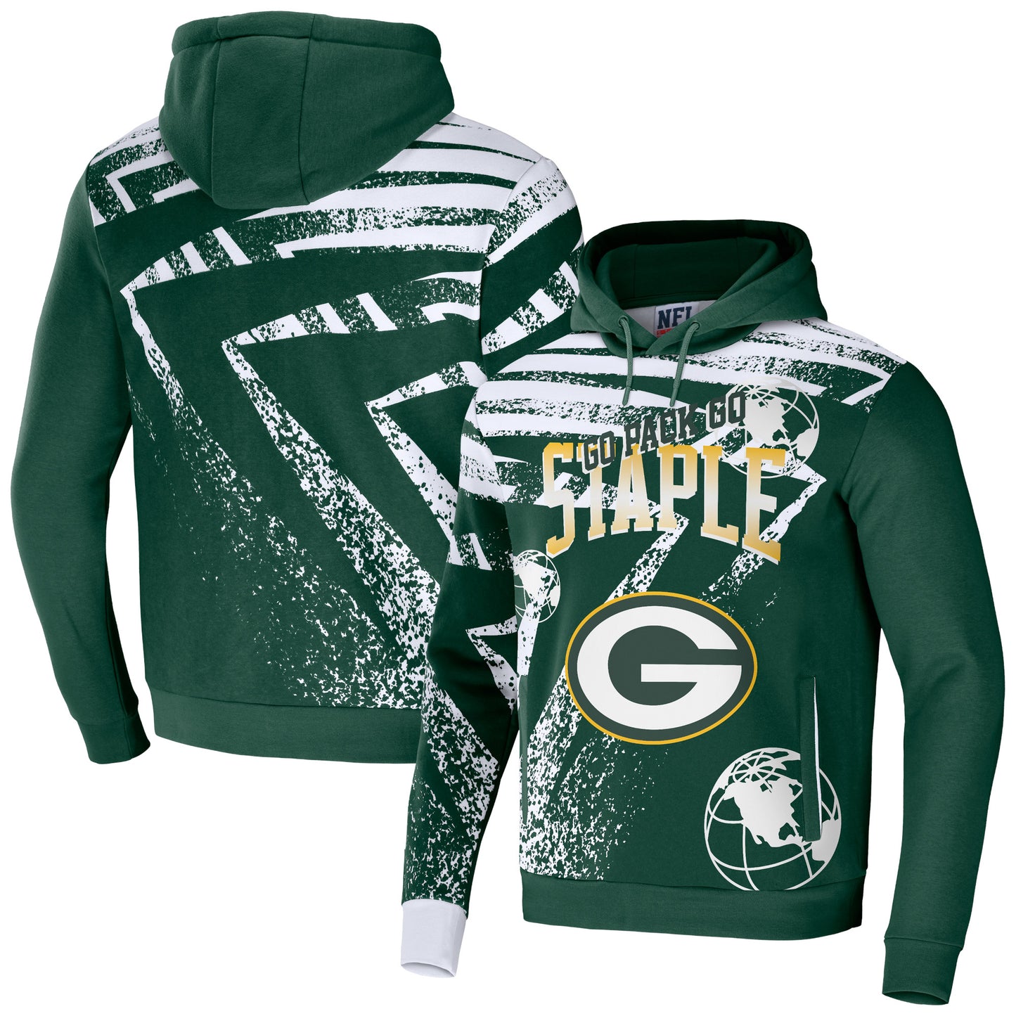 Men's NFL x Staple Hunter Green Green Bay Packers All Over Print Pullover Hoodie