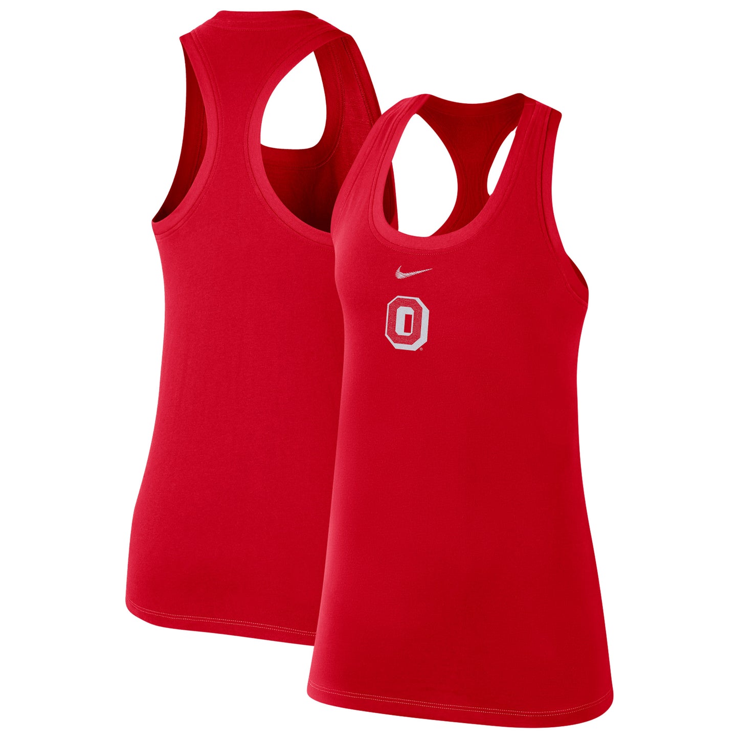 Women's Nike Scarlet Ohio State Buckeyes Varsity Stack Vault Racerback Scoop Neck Tank Top