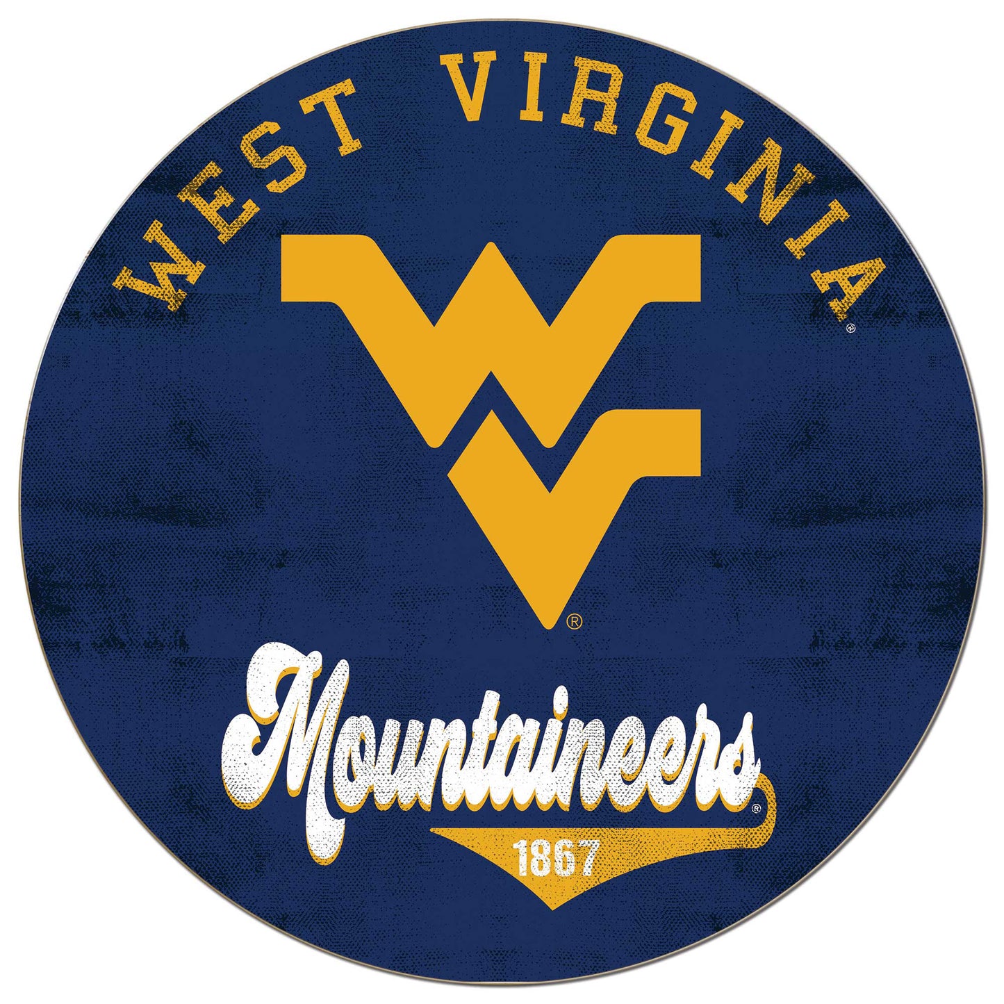 West Virginia Mountaineers 20'' x 20'' Retro Logo Circle Sign