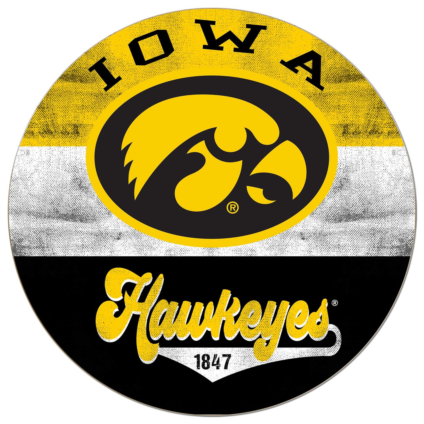 Iowa Hawkeyes 20'' x 20'' Retro Logo Circle Sign