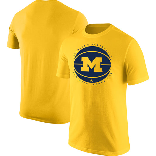 Men's Jordan Brand Maize Michigan Wolverines Basketball Logo T-Shirt