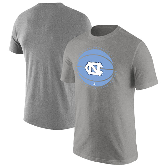 Men's Jordan Brand Heather Gray North Carolina Tar Heels Basketball Logo T-Shirt