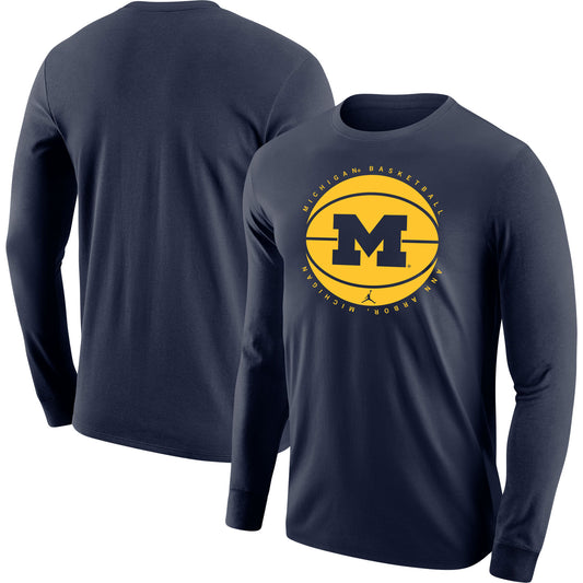 Men's Jordan Brand Navy Michigan Wolverines Basketball Long Sleeve T-Shirt