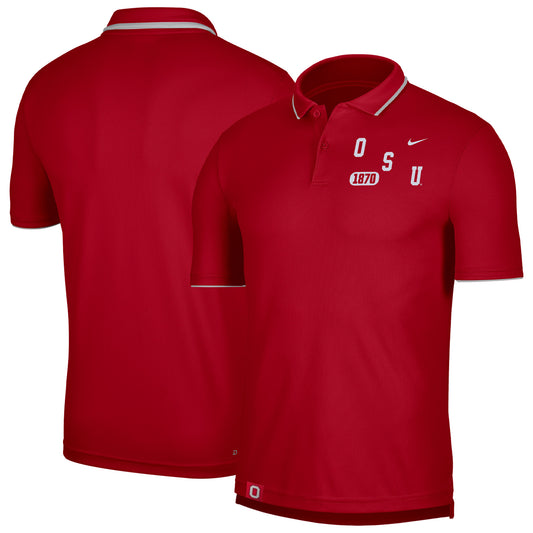 Men's Nike Scarlet Ohio State Buckeyes Wordmark Performance Polo