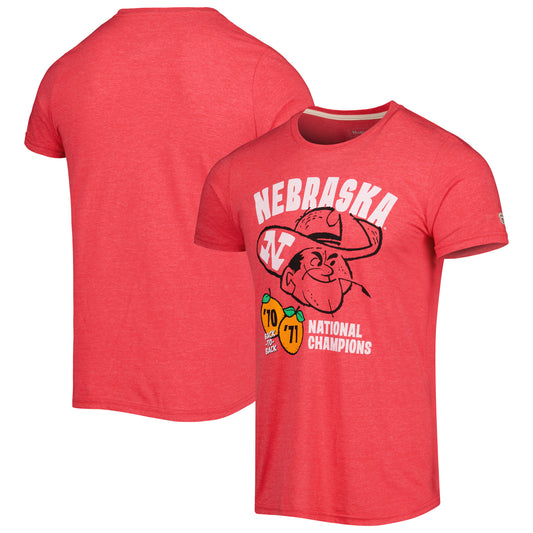 Men's Homefield Heathered Scarlet Nebraska Huskers 1970-71 National Champs Vintage T-Shirt