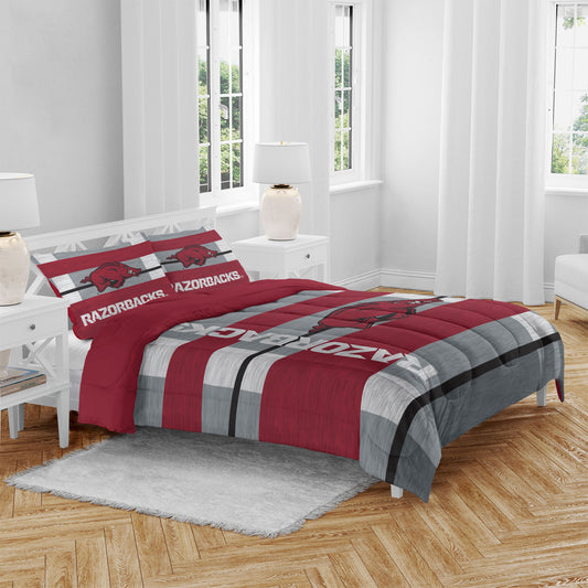 Arkansas Razorbacks Heathered Stripe 3-Piece Full/Queen Bed Set