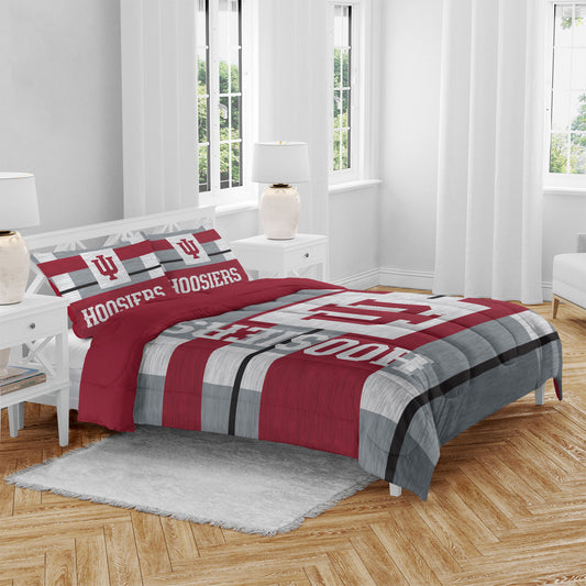Indiana Hoosiers Heathered Stripe 3-Piece Full/Queen Bed Set