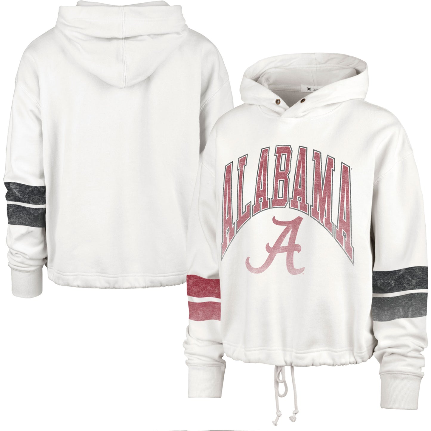 Women's '47 Cream Alabama Crimson Tide Harper Adjustable Cropped Pullover Hoodie