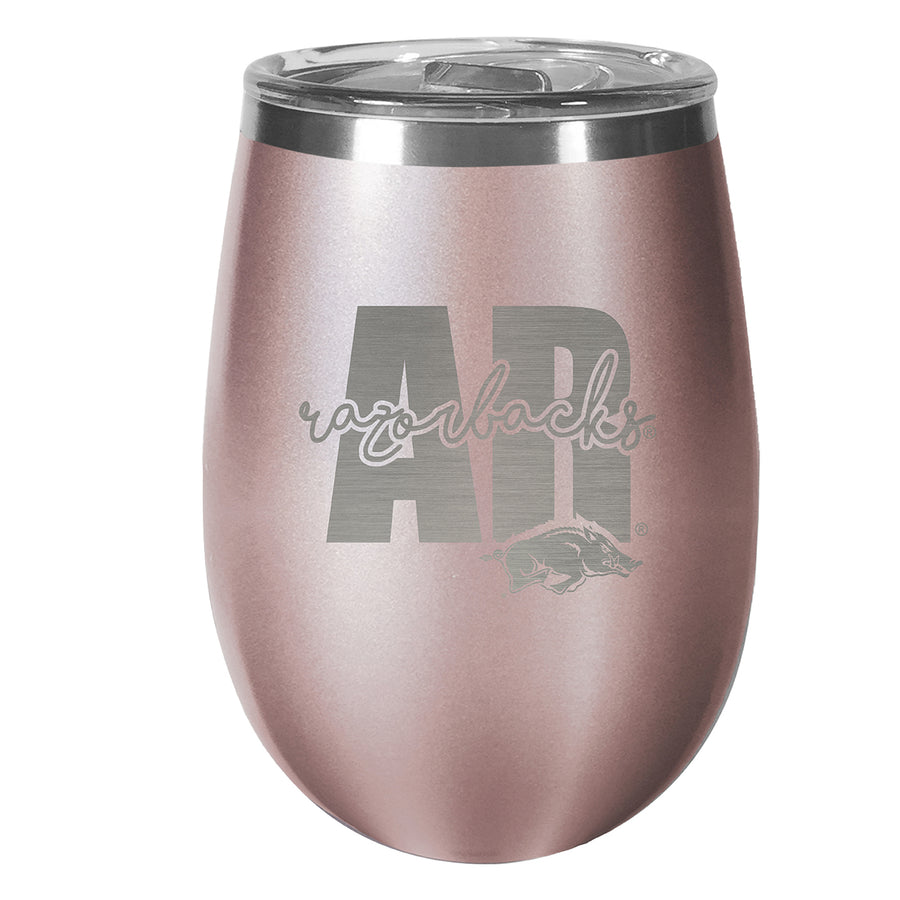 Arkansas Razorbacks 10oz. Rose Gold Wine Tumbler