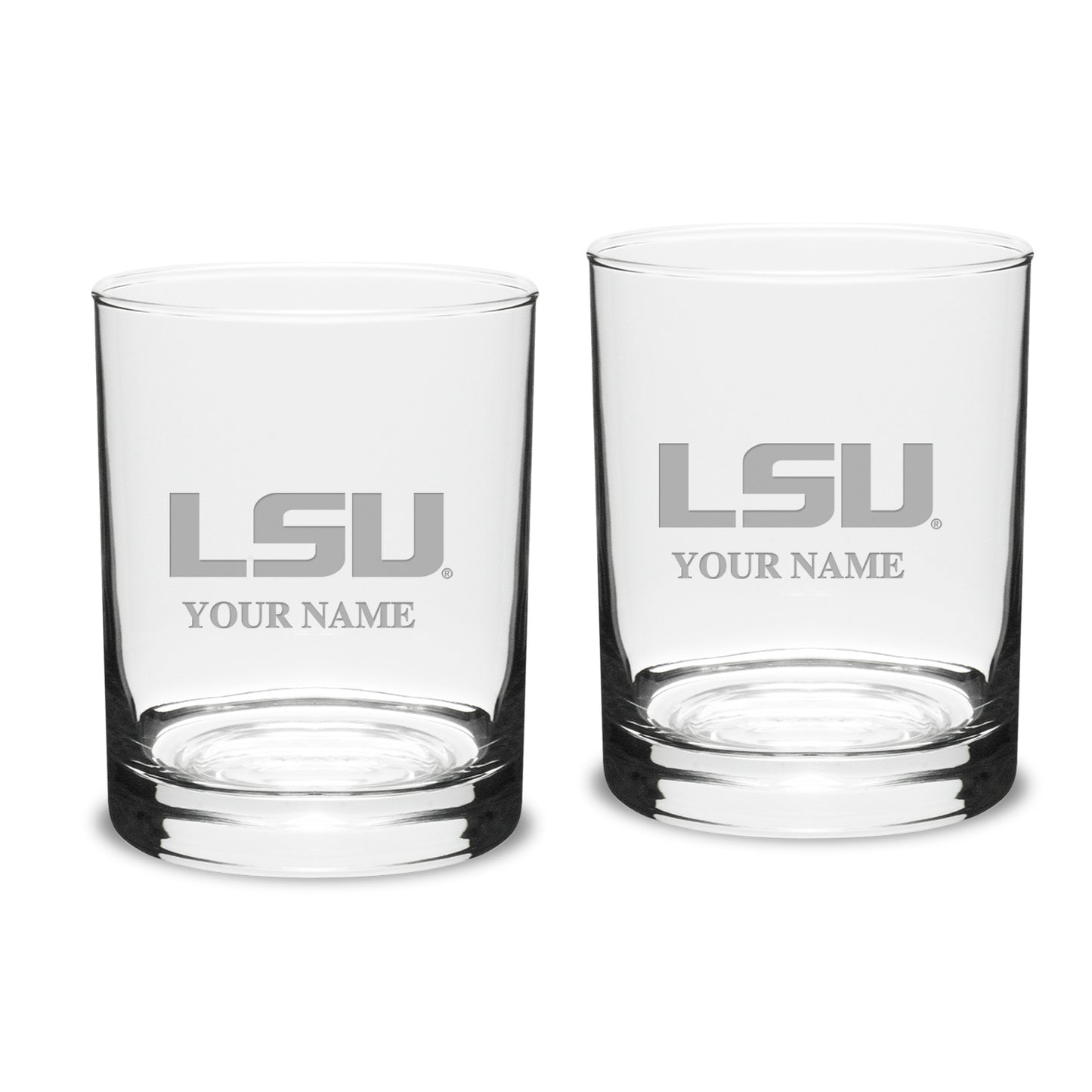 LSU Tigers Personalized 14oz. 2-Piece Classic Double Old Fashioned Glass Set