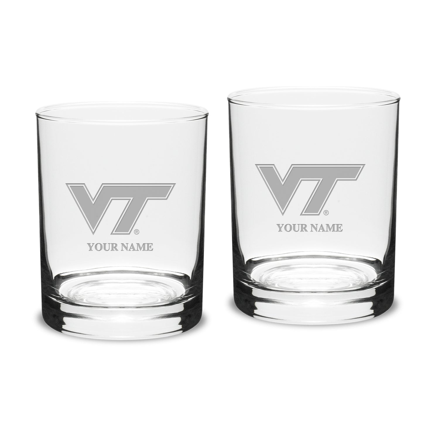 Virginia Tech Hokies Personalized 14oz. 2-Piece Classic Double Old Fashioned Glass Set