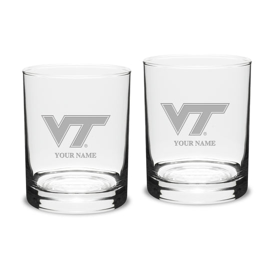 Virginia Tech Hokies Personalized 14oz. 2-Piece Classic Double Old Fashioned Glass Set
