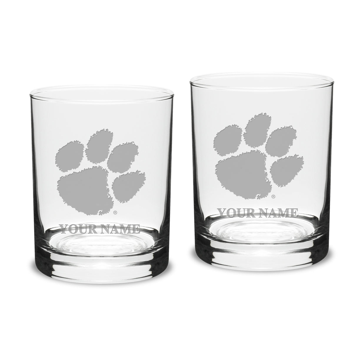 Clemson Tigers Personalized 14oz. 2-Piece Classic Double Old Fashioned Glass Set