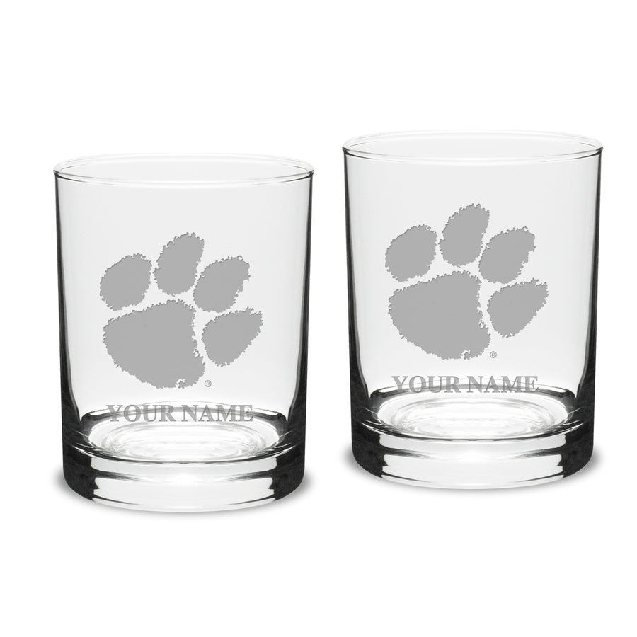Clemson Tigers Personalized 14oz. 2-Piece Classic Double Old Fashioned Glass Set