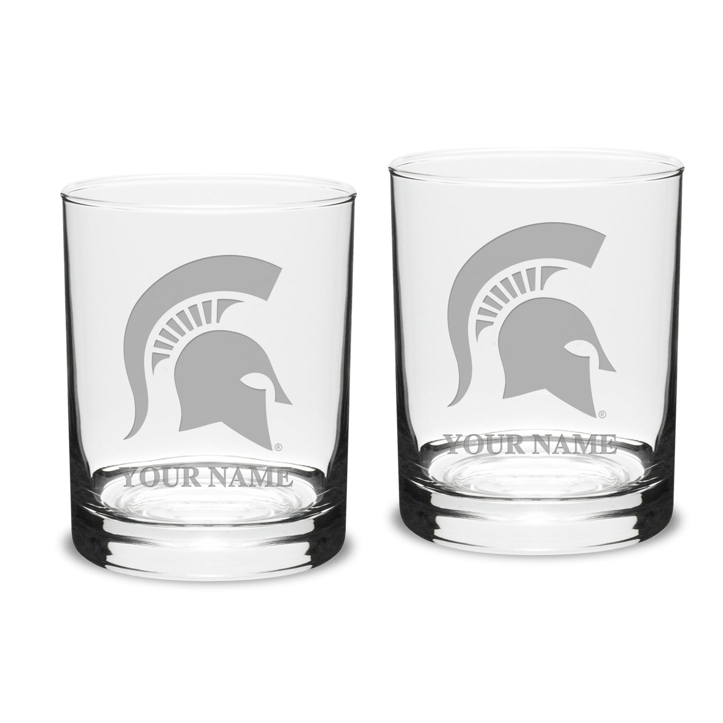Michigan State Spartans Personalized 14oz. 2-Piece Classic Double Old Fashioned Glass Set