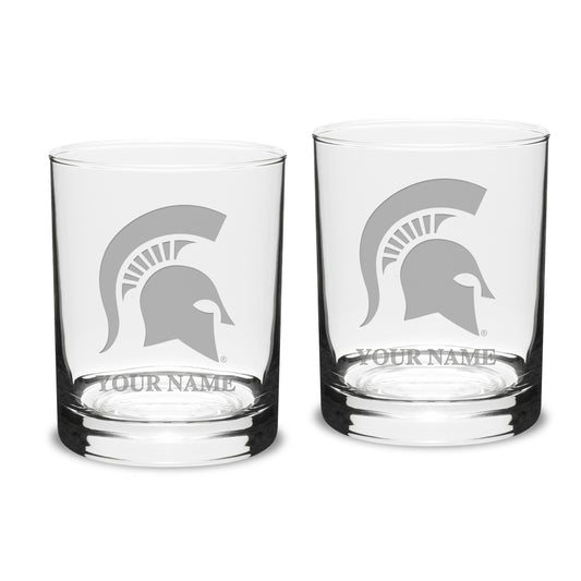 Michigan State Spartans Personalized 14oz. 2-Piece Classic Double Old Fashioned Glass Set