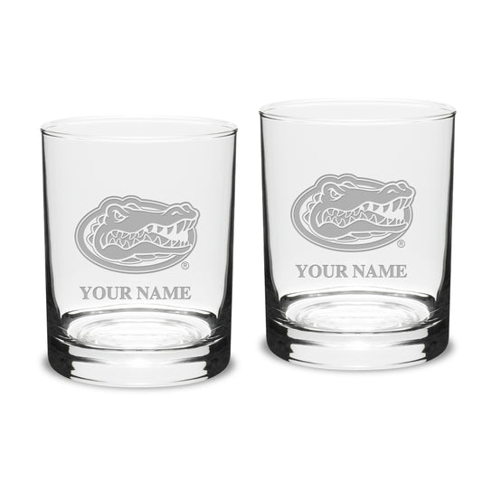 Florida Gators Personalized 14oz. 2-Piece Classic Double Old Fashioned Glass Set