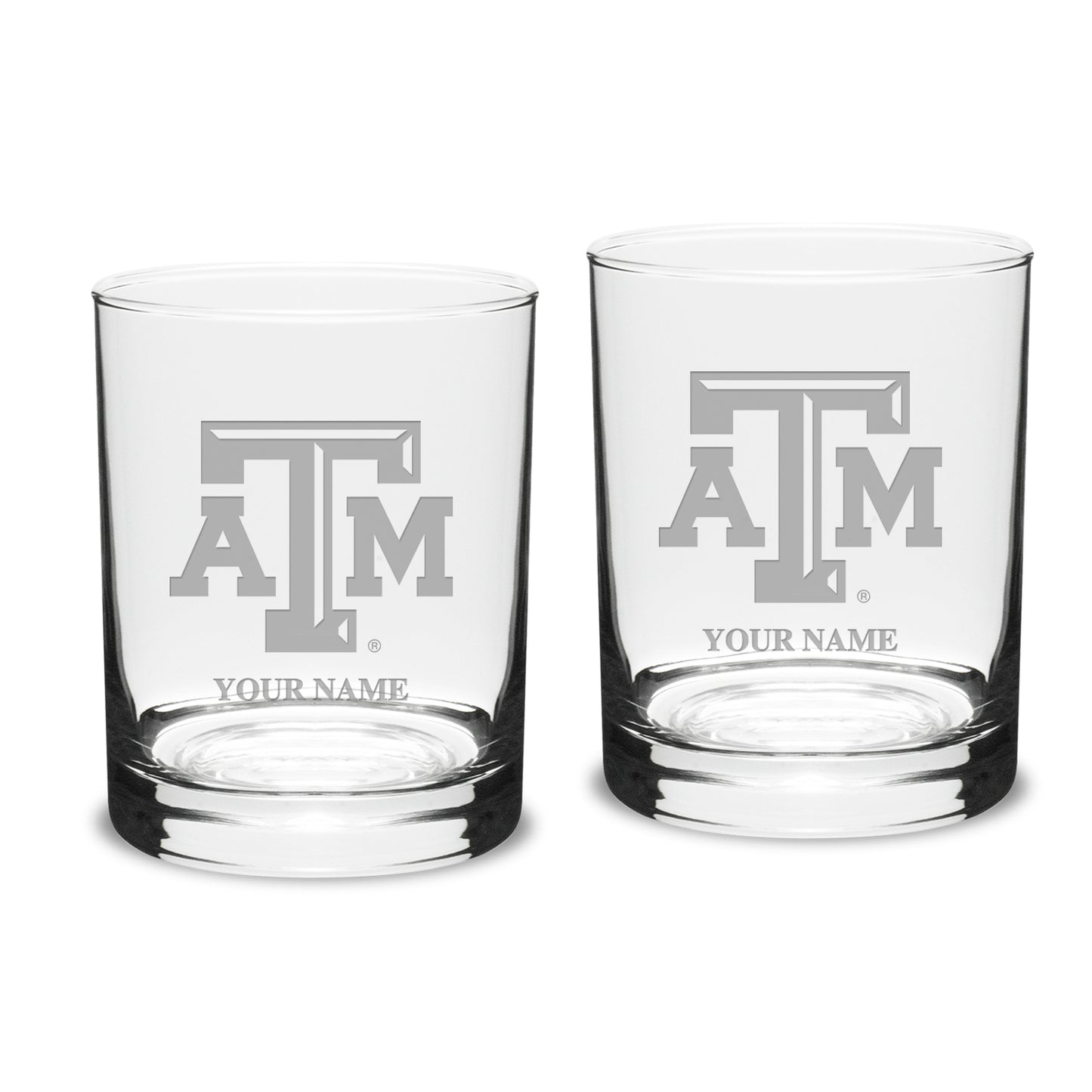 Texas A&M Aggies Personalized 14oz. 2-Piece Classic Double Old Fashioned Glass Set