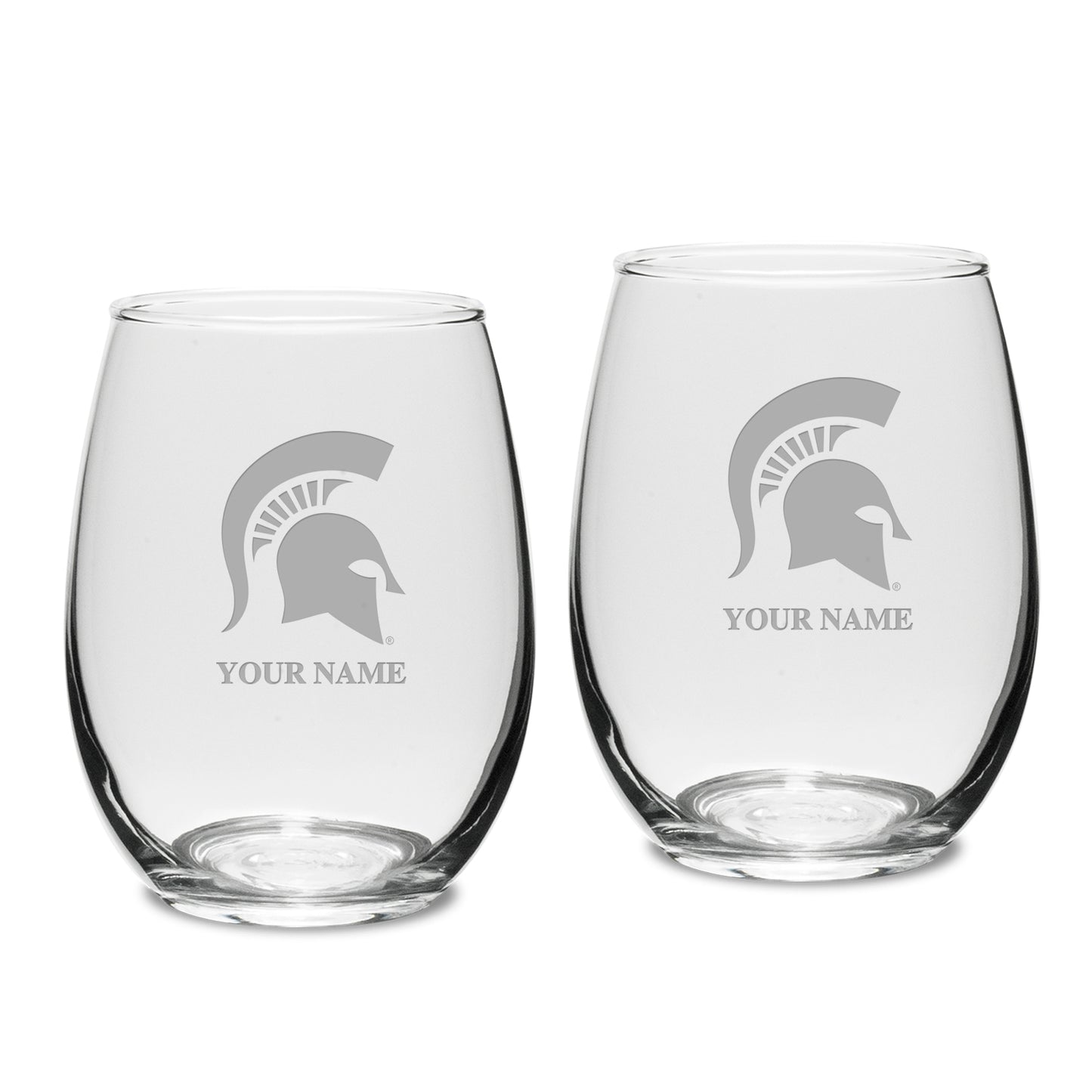 Michigan State Spartans Personalized 15oz. 2-Piece Stemless Wine Glass Set