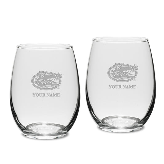 Florida Gators Personalized 15oz. 2-Piece Stemless Wine Glass Set