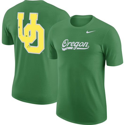 Men's Nike Green Oregon Ducks Distressed Print Cotton Vault T-Shirt