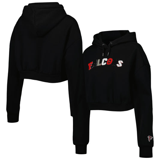 Women's The Wild Collective Black Atlanta Falcons Cropped Pullover Hoodie