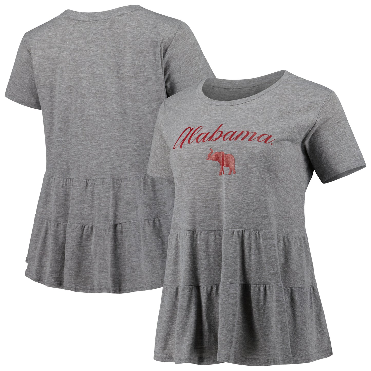 Women's Gray Alabama Crimson Tide Willow Ruffle-Bottom T-Shirt