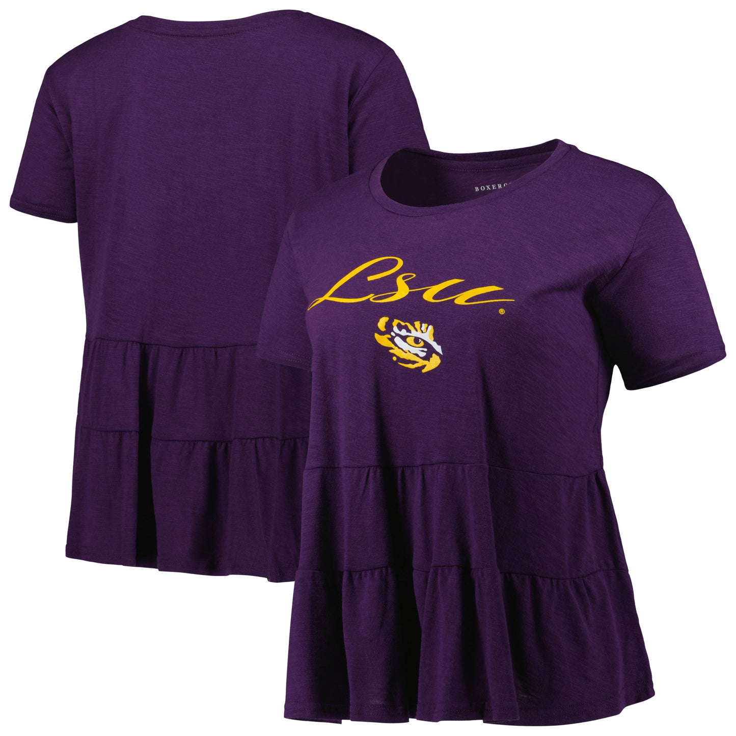 Women's Purple LSU Tigers Willow Ruffle-Bottom T-Shirt