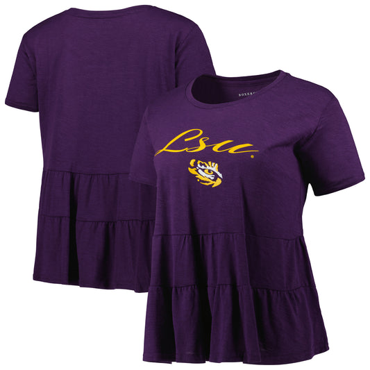 Women's Purple LSU Tigers Willow Ruffle-Bottom T-Shirt