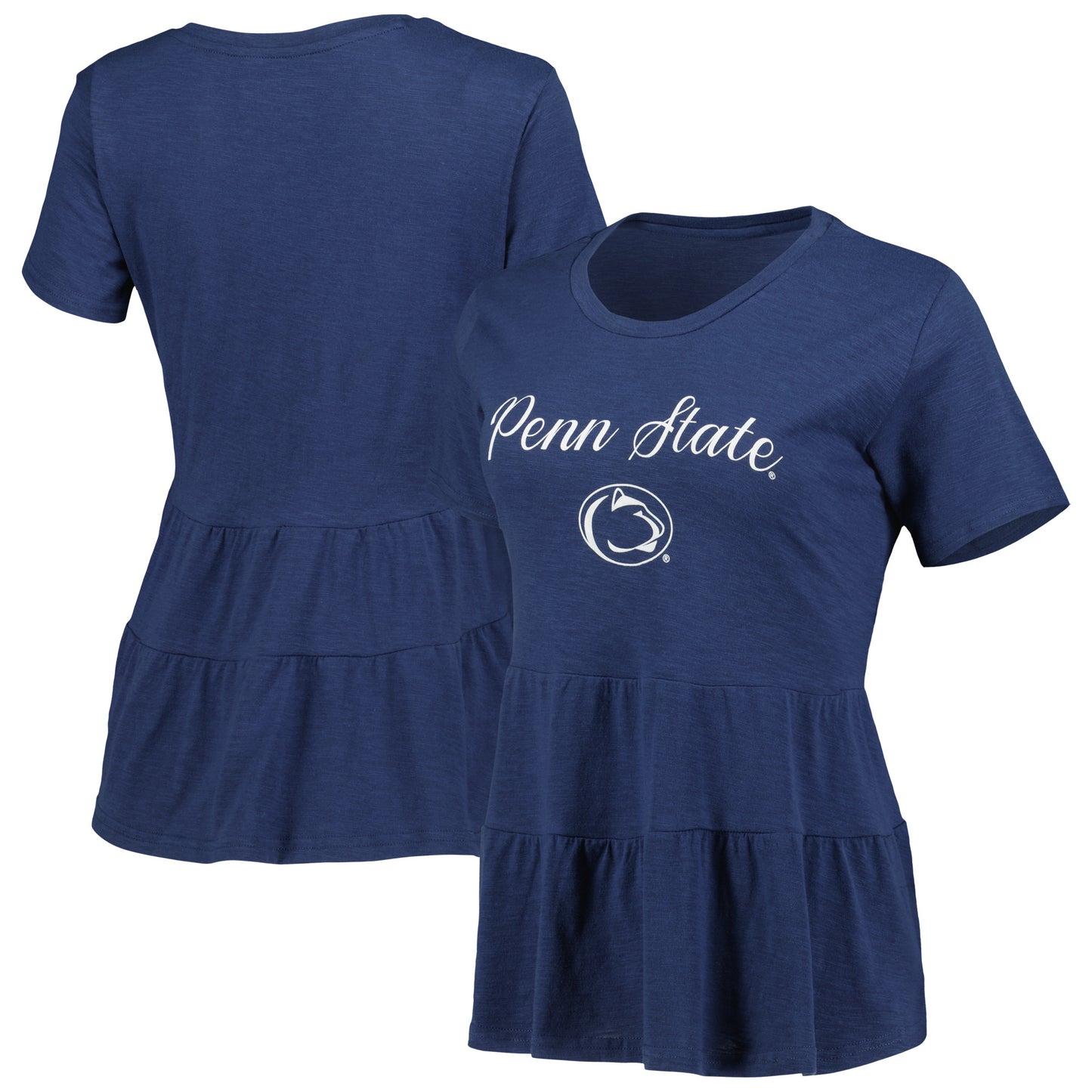 Women's Navy Penn State Nittany Lions Willow Ruffle-Bottom T-Shirt