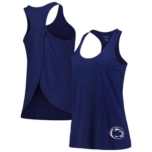 Women's Navy Penn State Nittany Lions Charm 2.0 Scoop Neck Open Back Racerback Tank Top