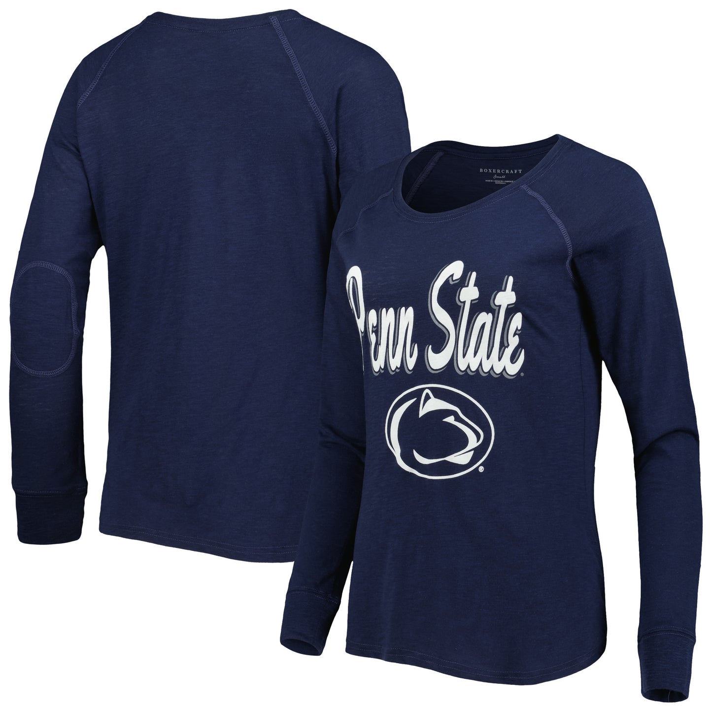 Women's Navy Penn State Nittany Lions Payton Elbow Patch Slub Raglan Long Sleeve T-Shirt