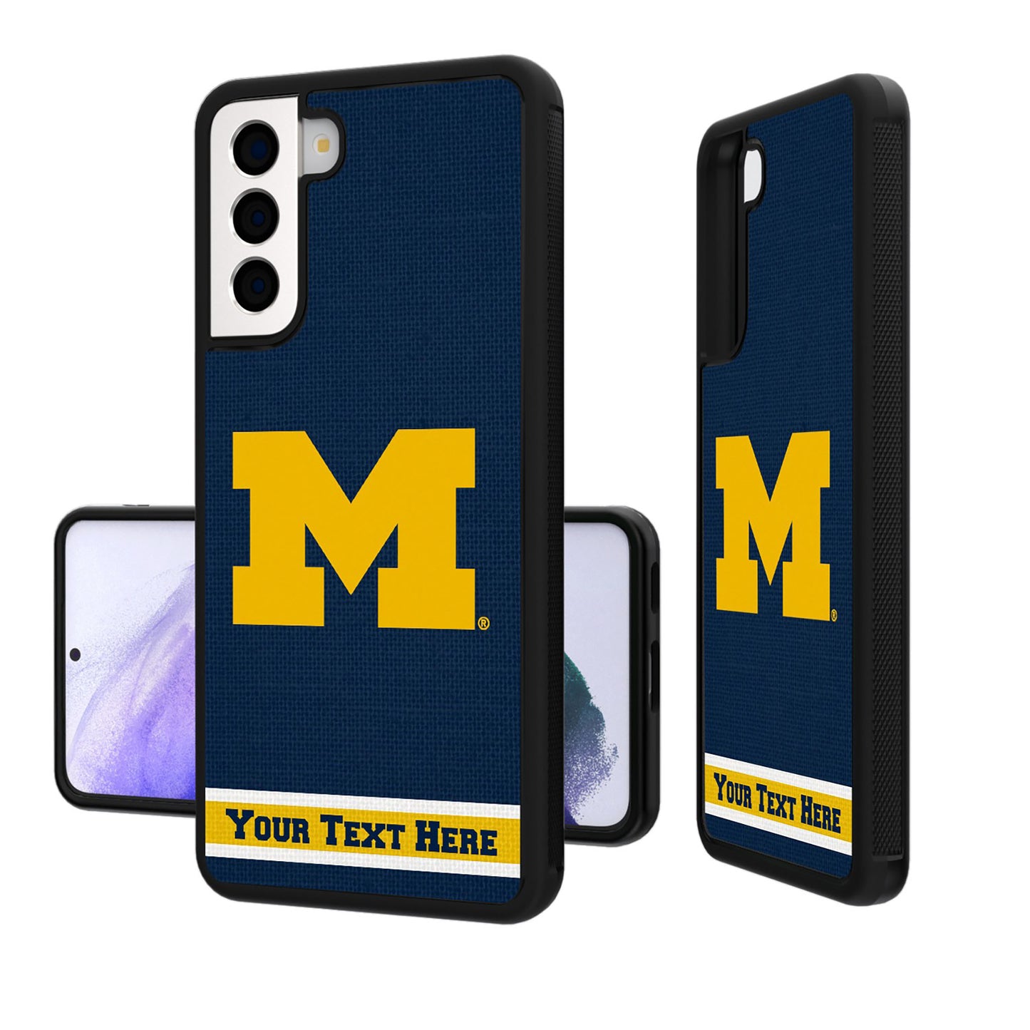 Michigan Wolverines Galaxy Endzone Stripe Personalized Bump Case