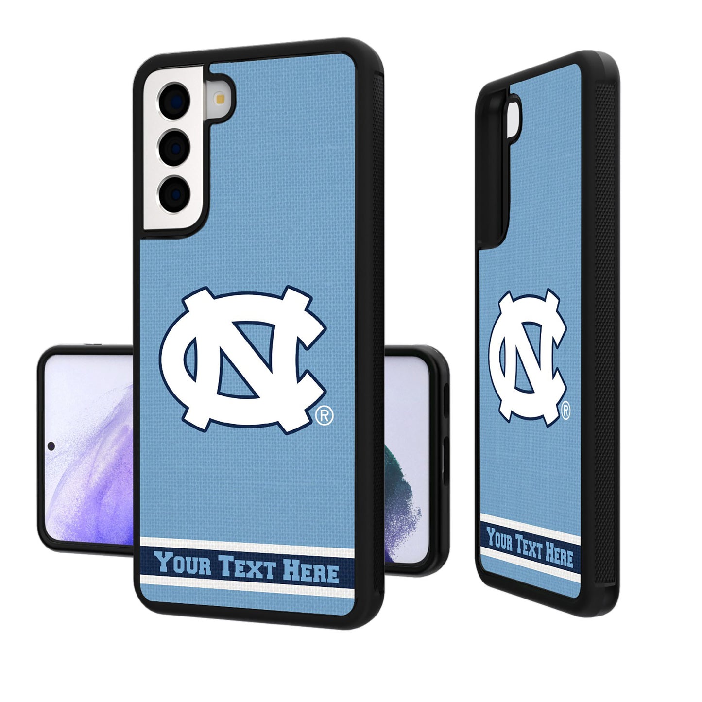 North Carolina Tar Heels Galaxy Endzone Stripe Personalized Bump Case