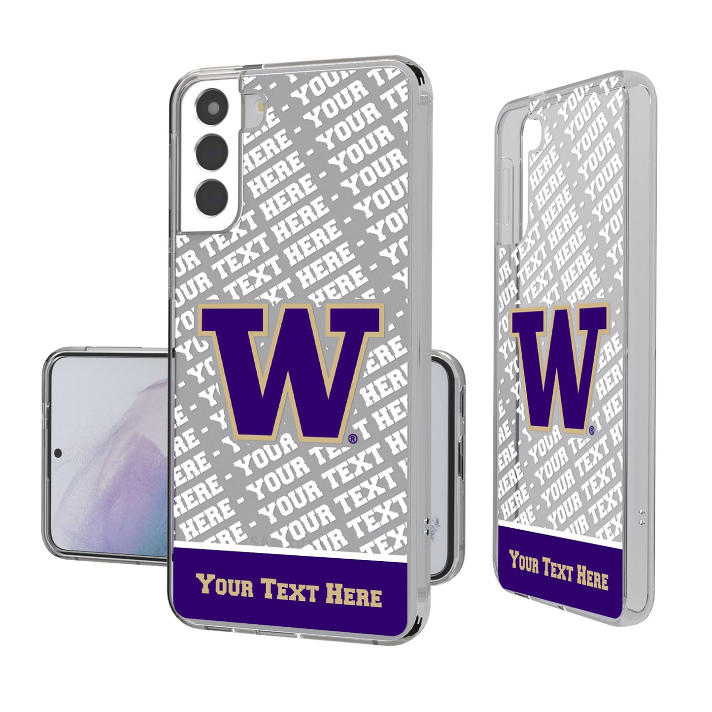 Washington Huskies Galaxy Endzone Personalized Clear Case