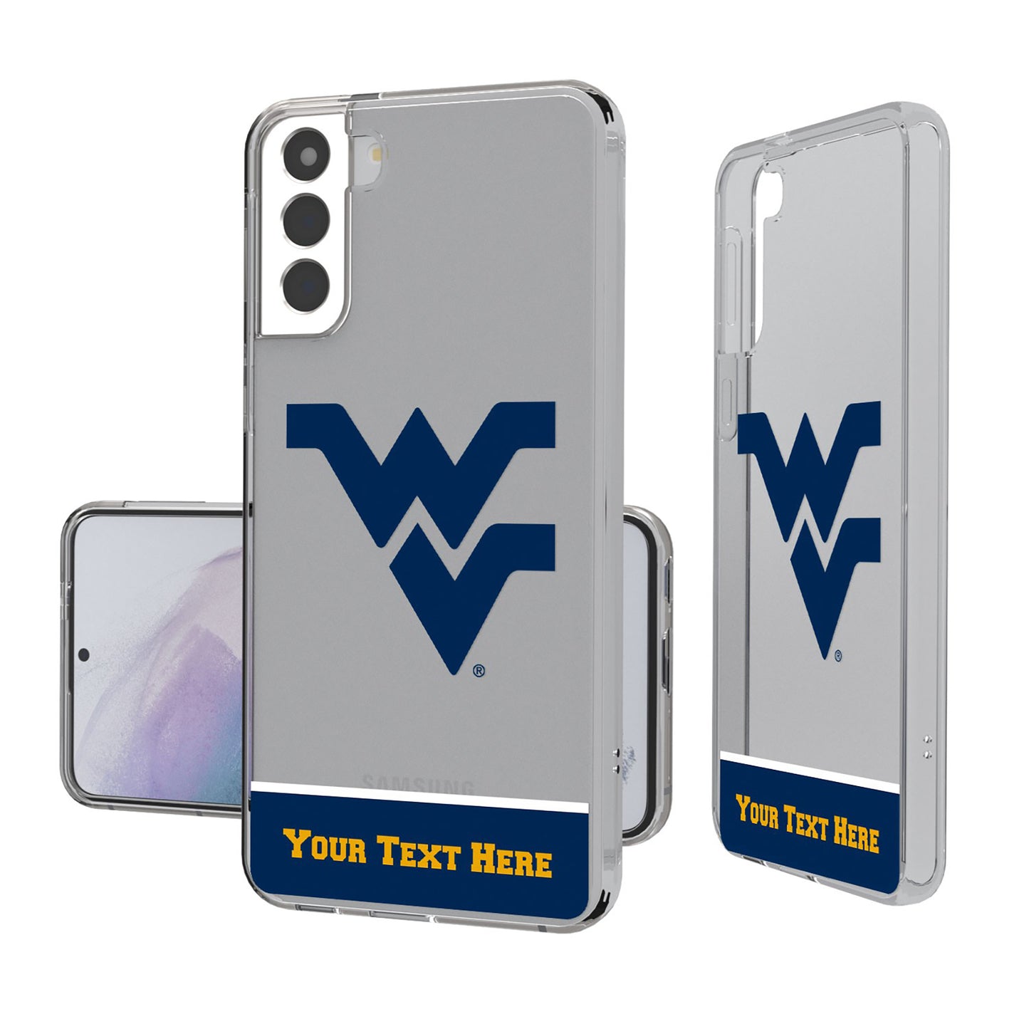 West Virginia Mountaineers Galaxy Endzone Personalized Clear Case