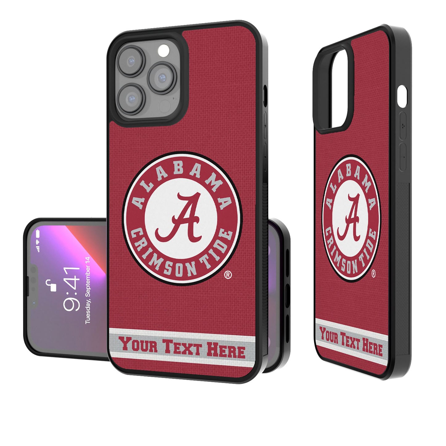 Alabama Crimson Tide Stripe iPhone Personalized Bump Case