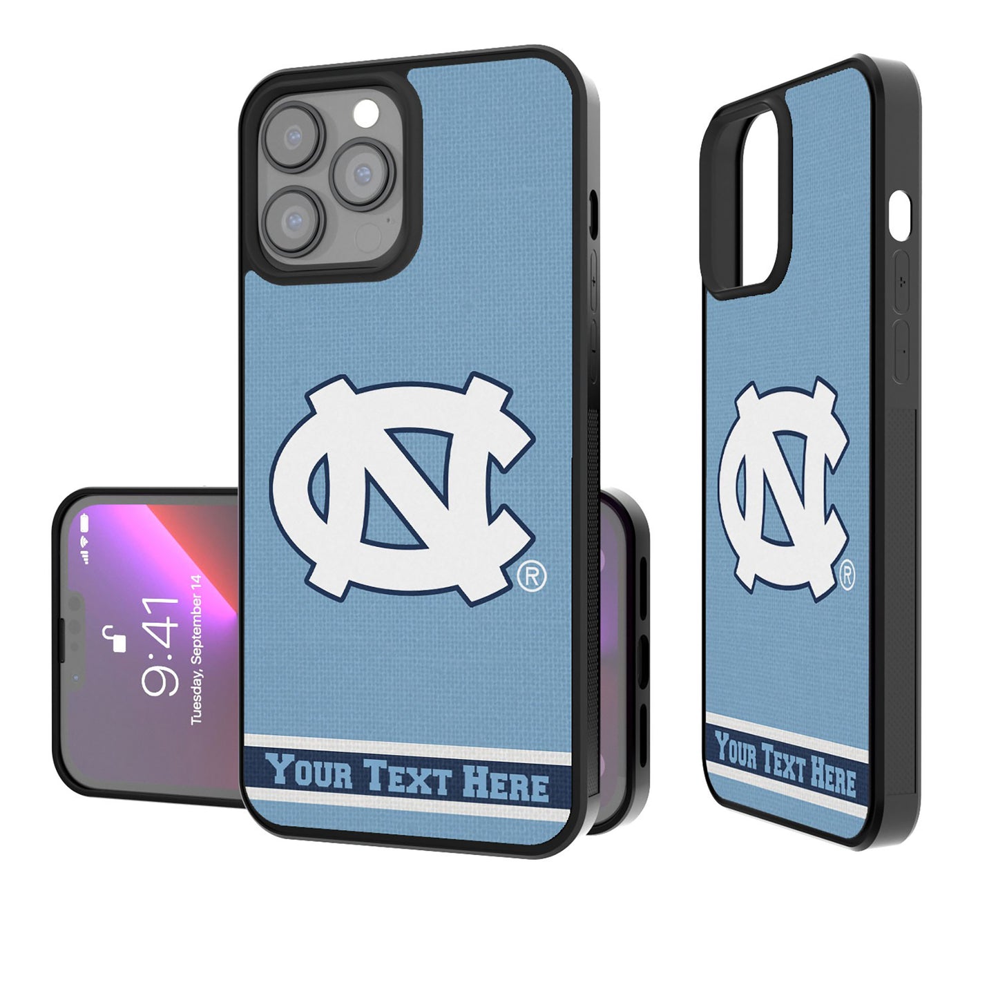 North Carolina Tar Heels Stripe iPhone Personalized Bump Case