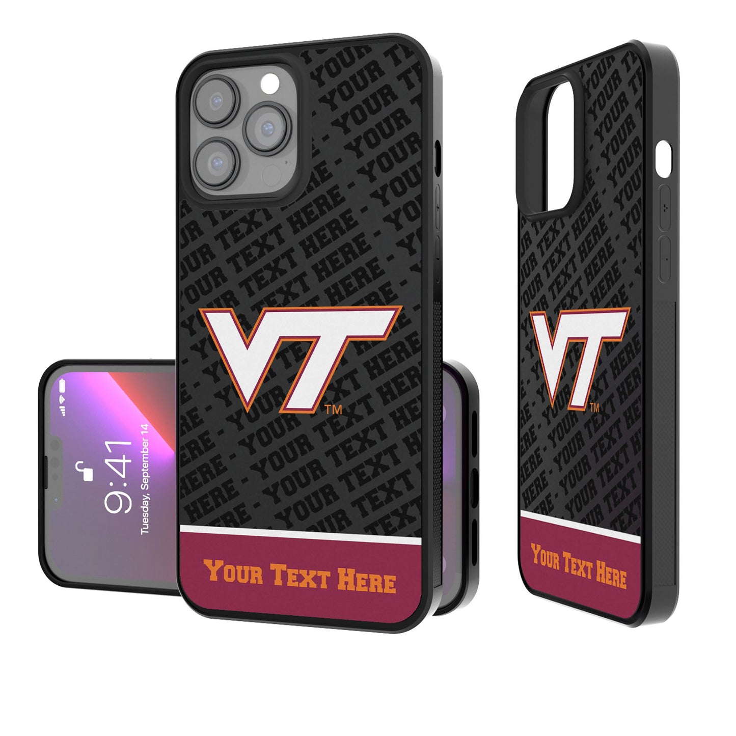 Virginia Tech Hokies Endzone iPhone Personalized Bump Case