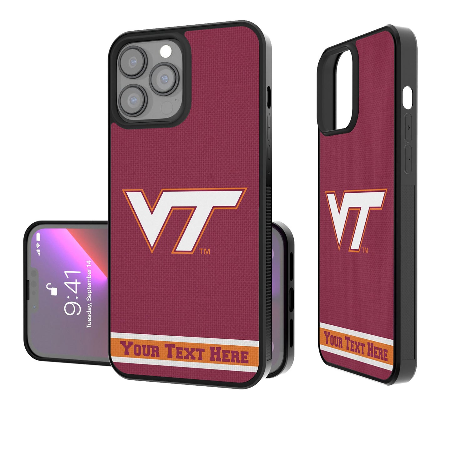 Virginia Tech Hokies Stripe iPhone Personalized Bump Case