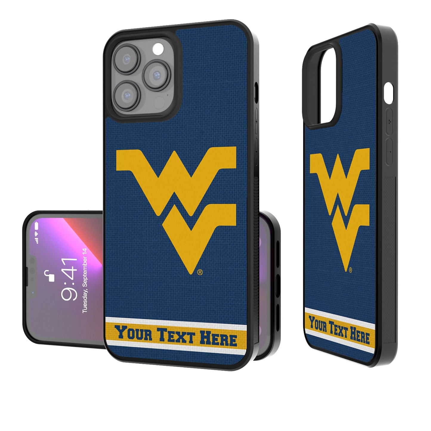 West Virginia Mountaineers Stripe iPhone Personalized Bump Case