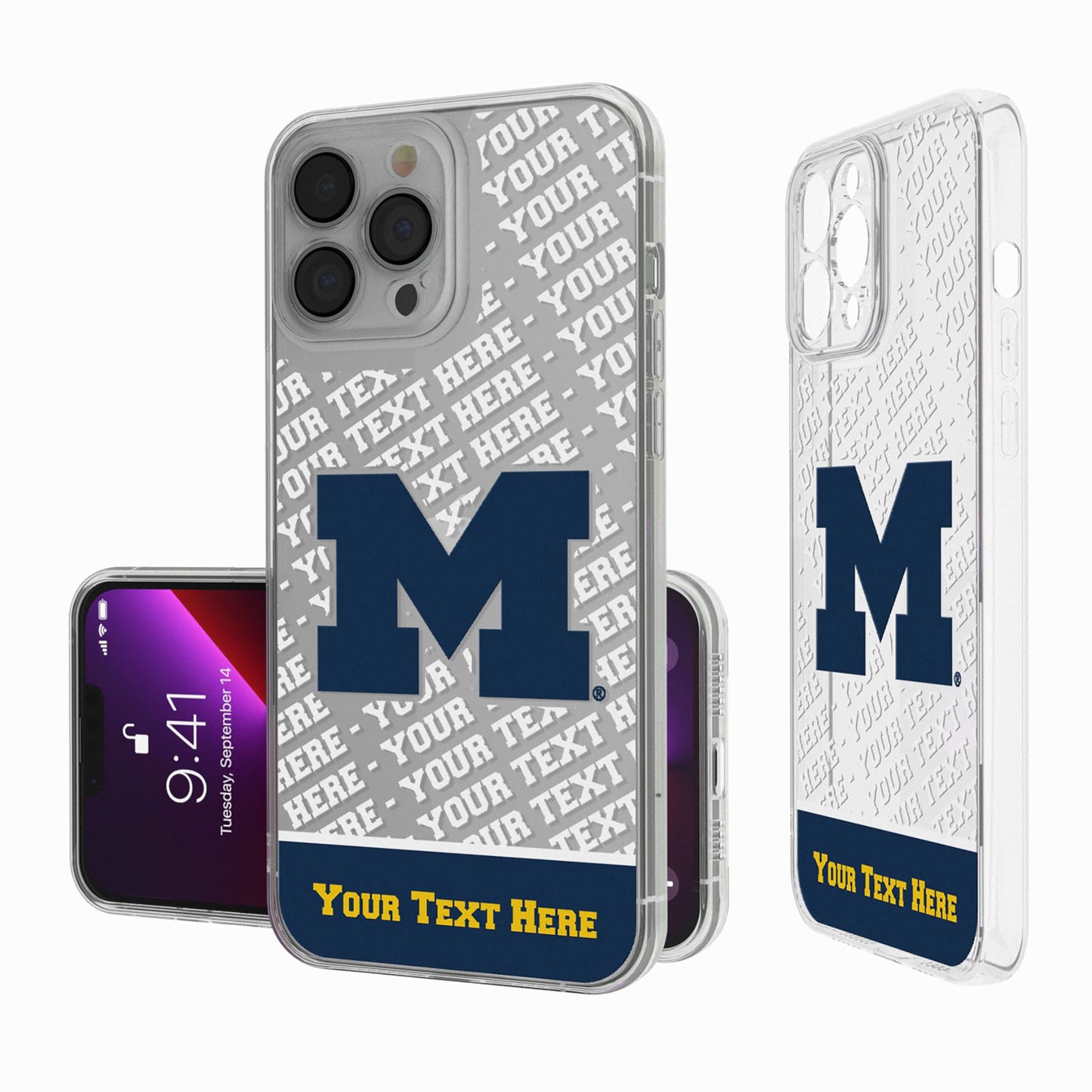 Michigan Wolverines Endzone iPhone Personalized Clear Case