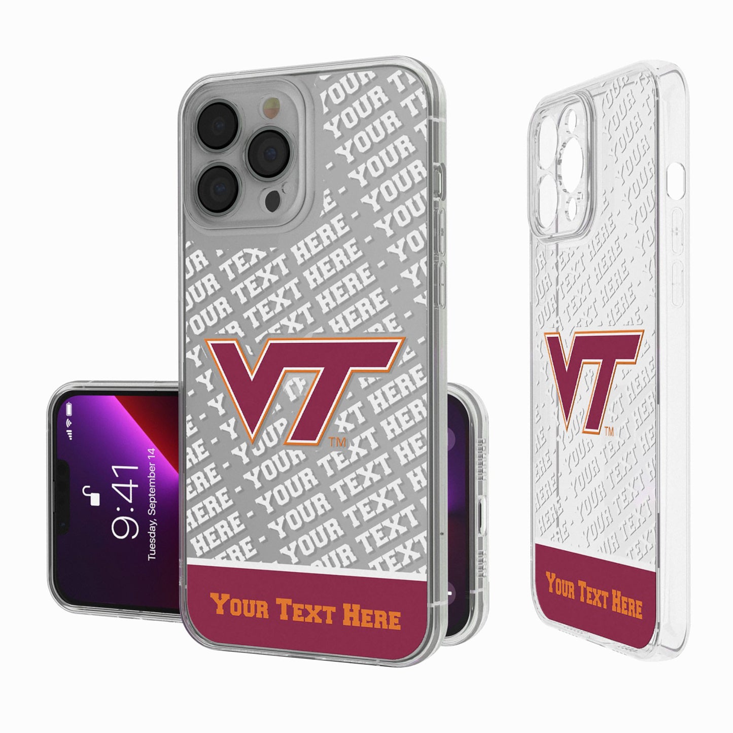 Virginia Tech Hokies Endzone iPhone Personalized Clear Case