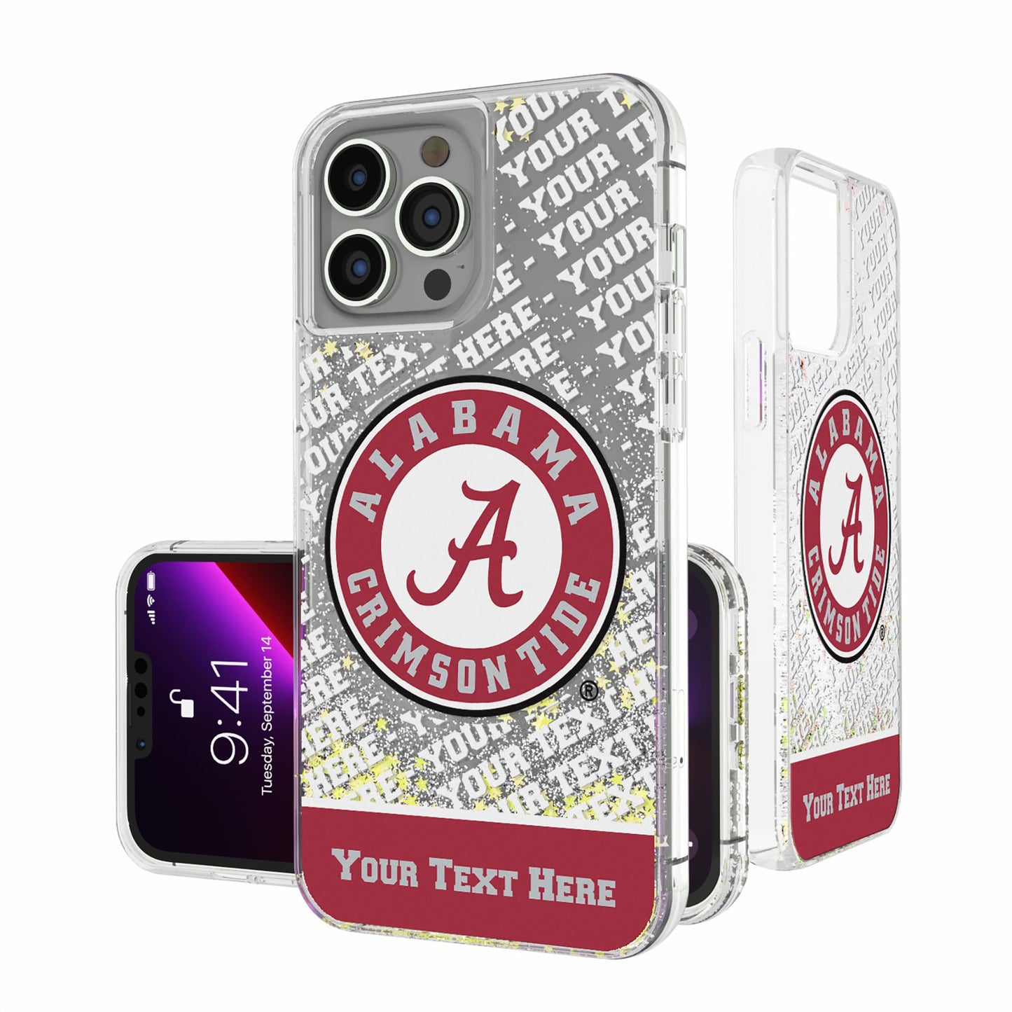 Alabama Crimson Tide iPhone Endzone Personalized Glitter Case