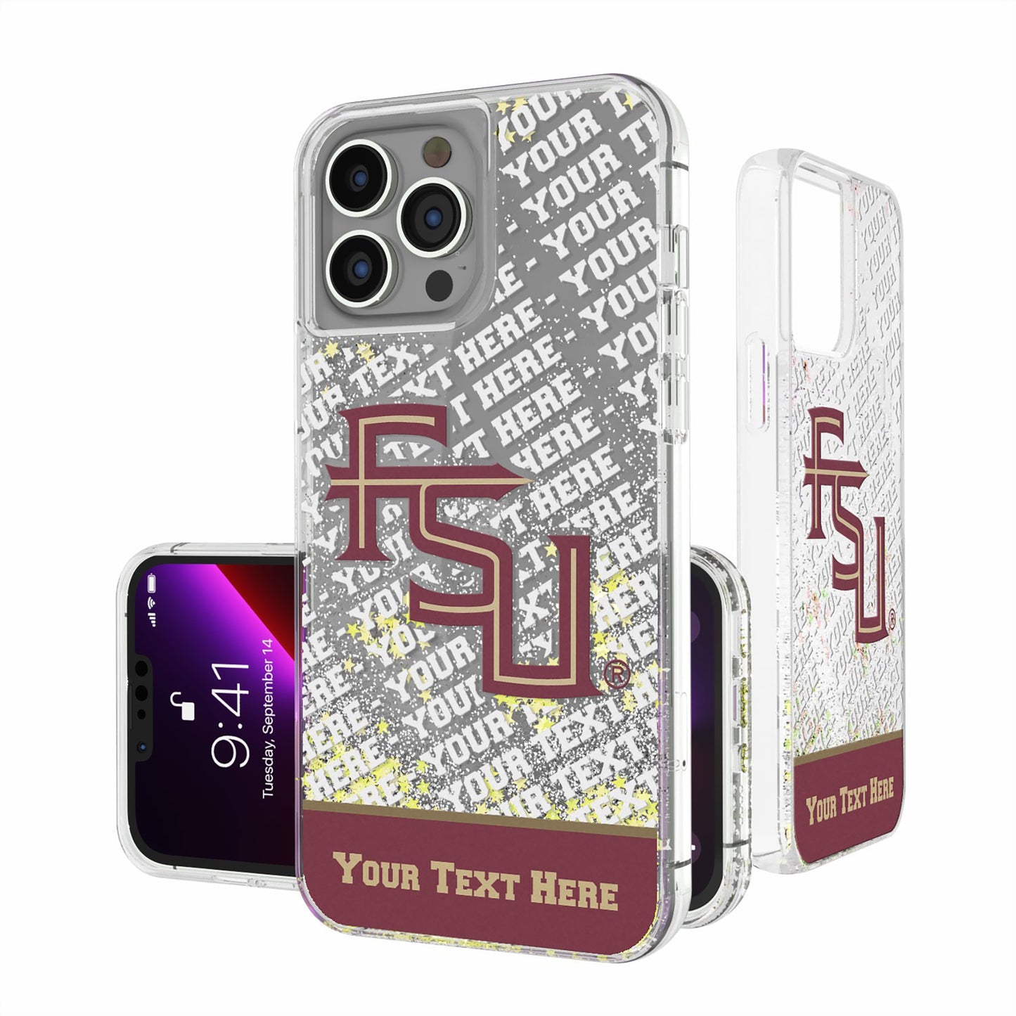 Florida State Seminoles iPhone EndZone Logo Personalized Glitter Case