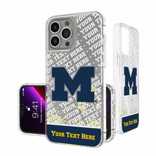 Michigan Wolverines iPhone Endzone Personalized Glitter Case