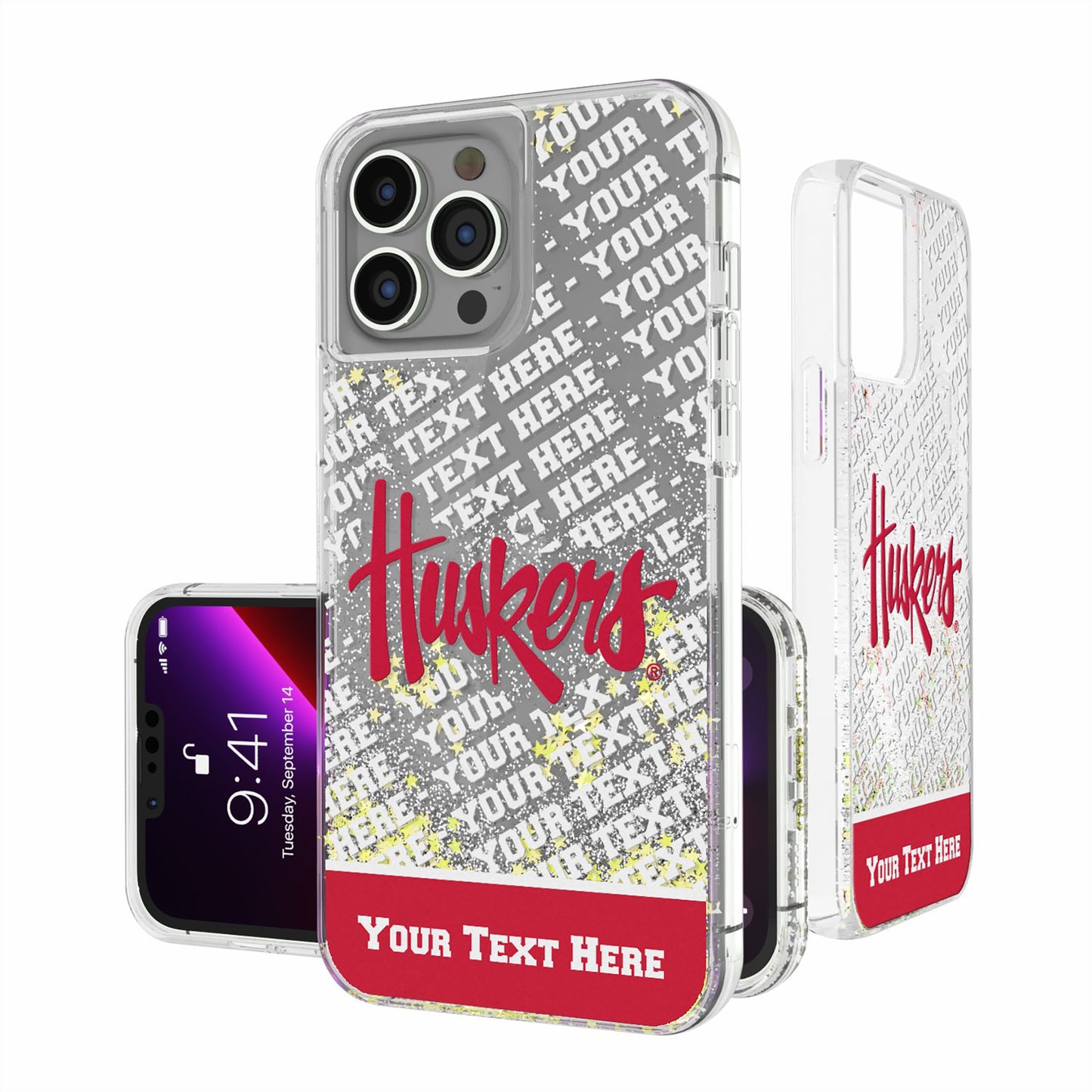 Nebraska Huskers iPhone Endzone Personalized Glitter Case