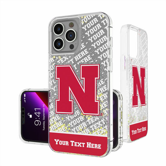 Nebraska Huskers iPhone EndZone Logo Personalized Glitter Case